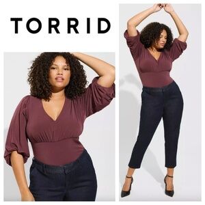 Torrid Studio Knit Sz 3 3X 22 24 Top Tunic Shirt Maroon Burgundy Stretch